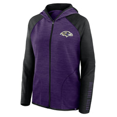 Baltimore Ravens Women's Redzone End Around Pass Raglan Full-Zip Hoodie - Purple/Black Hoodies
