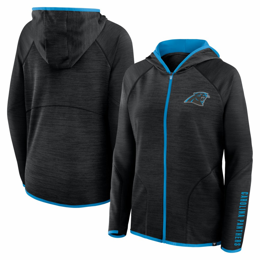 Carolina Panthers Women's Redzone End Around Pass Raglan Full-Zip Hoodie - Black Hoodies