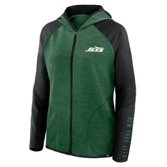 New York Jets Women's Redzone End Around Pass Raglan Full-Zip Hoodie - Green/Black Hoodies