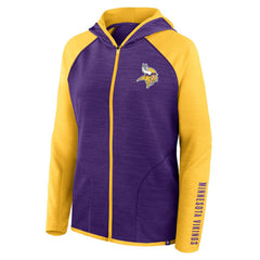 Minnesota Vikings Women's Redzone End Around Pass Raglan Full-Zip Hoodie - Purple/Gold Hoodies