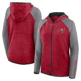 Tampa Bay Buccaneers Women's Redzone End Around Pass Raglan Full-Zip Hoodie - Red/Pewter Hoodies