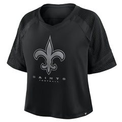New Orleans Saints Women's Oversized Raglan V-Neck Blackout Fashion Jersey