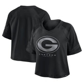 Green Bay Packers Women's Oversized Raglan V-Neck Blackout Fashion Jersey