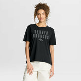 Denver Broncos Women's Blackout Kneel Down Legacy T-Shirt - Black T-shirts