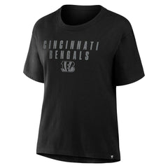 Cincinnati Bengals Women's Blackout Kneel Down Legacy T-Shirt - Black T-shirts