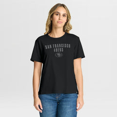 San Francisco 49ers Women's Blackout Kneel Down Legacy T-Shirt - Black T-shirts