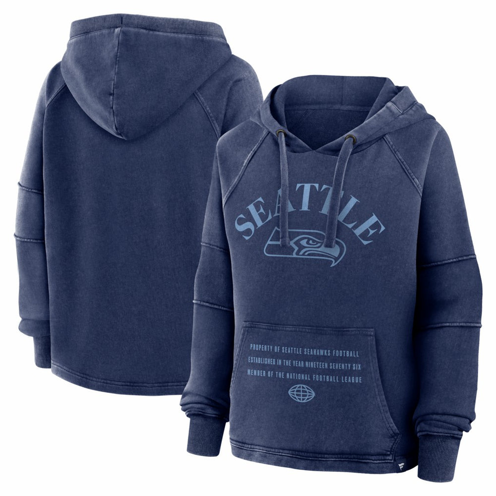 Seattle Seahawks Women's Oversized Raglan Gridiron Hoodie - Navy Hoodies