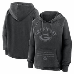 Green Bay Packers Women's Oversized Raglan Gridiron Hoodie - Black Hoodies