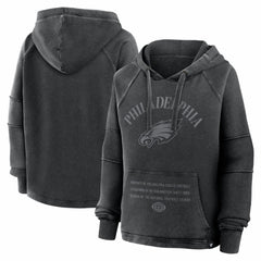 Philadelphia Eagles Women's Oversized Raglan Gridiron Hoodie - Black Hoodies
