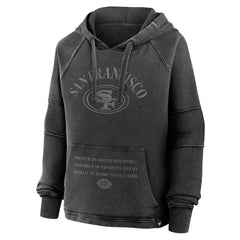 San Francisco 49ers Women's Oversized Raglan Gridiron Hoodie - Black Hoodies