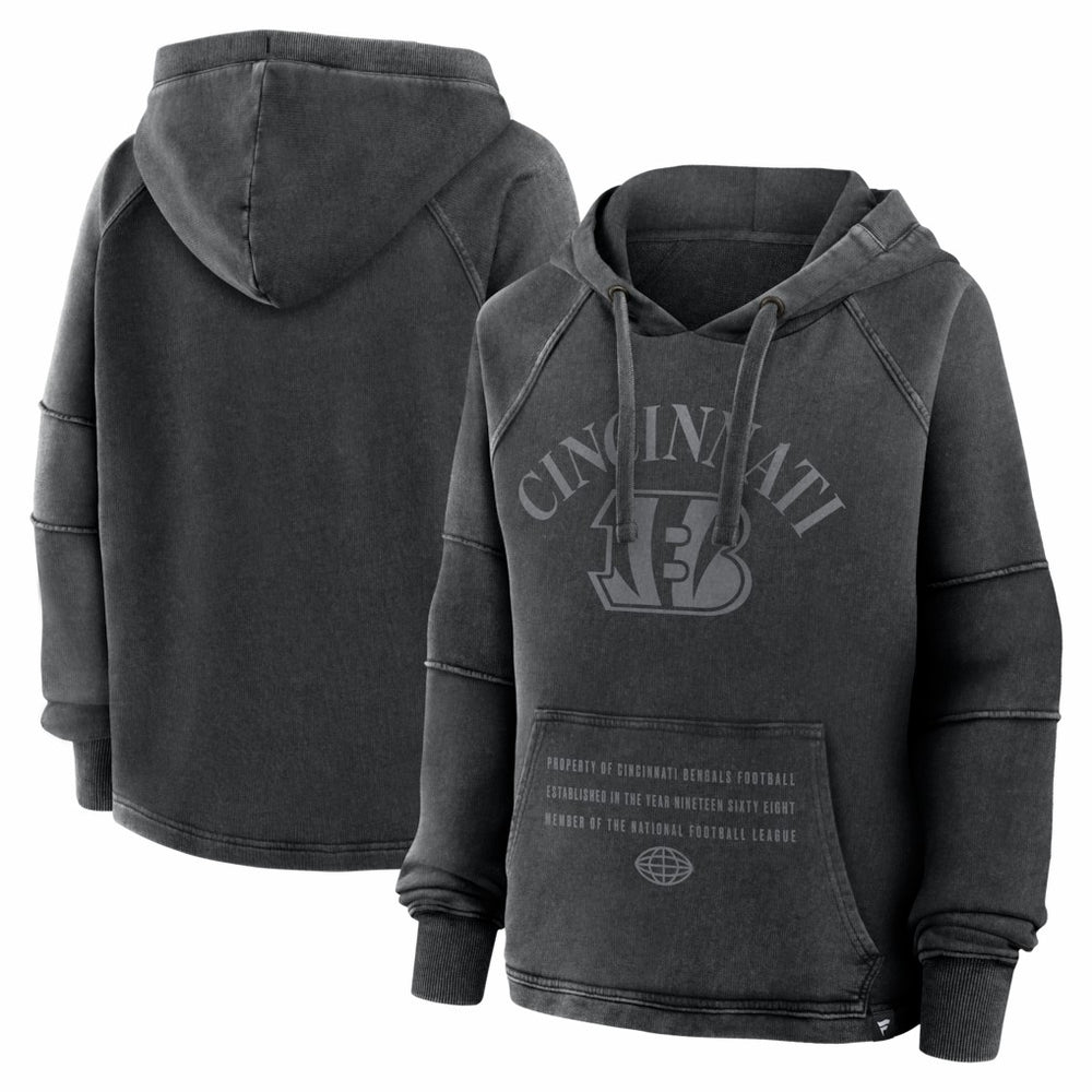 Cincinnati Bengals Women's Oversized Raglan Gridiron Hoodie - Black Hoodies