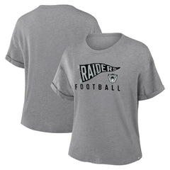 Las Vegas Raiders Women's Pennant Wave Tribute Tri-Blend Boxy T-Shirt - Heather Gray T-shirts