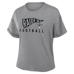 Las Vegas Raiders Women's Pennant Wave Tribute Tri-Blend Boxy T-Shirt - Heather Gray T-shirts