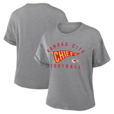 Kansas City Chiefs Women's Pennant Wave Tribute Tri-Blend Boxy T-Shirt - Heather Gray T-shirts