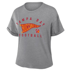 Tampa Bay Buccaneers Women's Pennant Wave Tribute Tri-Blend Boxy T-Shirt - Heather Gray T-shirts