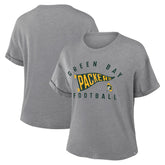 Green Bay Packers Women's Pennant Wave Tribute Tri-Blend Boxy T-Shirt - Heather Gray T-shirts