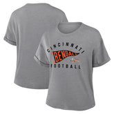 Cincinnati Bengals Women's Pennant Wave Tribute Tri-Blend Boxy T-Shirt - Heather Gray T-shirts