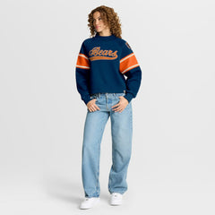 Chicago Bears Oversized Hometown Toss Sweep Mock Neck Pullover - Navy Pullover