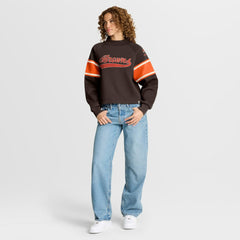 Cleveland Browns Oversized Hometown Toss Sweep Mock Neck Pullover - Brown Pullover