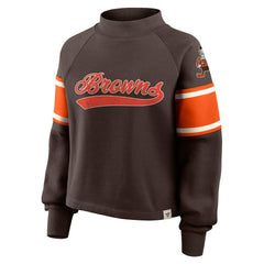 Cleveland Browns Oversized Hometown Toss Sweep Mock Neck Pullover - Brown Pullover