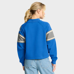 Detroit Lions Oversized Hometown Toss Sweep Mock Neck Pullover - Blue Pullover