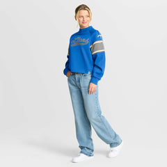 Detroit Lions Oversized Hometown Toss Sweep Mock Neck Pullover - Blue Pullover