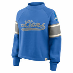 Detroit Lions Oversized Hometown Toss Sweep Mock Neck Pullover - Blue Pullover