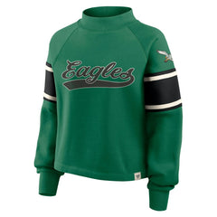 Philadelphia Eagles Oversized Hometown Toss Sweep Mock Neck Pullover - Kelly Green Pullover