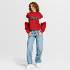 San Francisco 49ers Oversized Hometown Toss Sweep Mock Neck Pullover - Scarlet Pullover