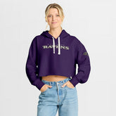 Baltimore Ravens Women's Oversized Hometown Heritage Cropped Hoodie - Purple Hoodies