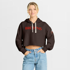 Cleveland Browns Women's Oversized Hometown Heritage Cropped Hoodie - Brown Hoodies