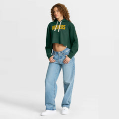 Green Bay Packers Women's Oversized Hometown Heritage Cropped Hoodie - Green Hoodies