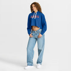 New England Patriots Women's Oversized Hometown Heritage Cropped Hoodie - Royal Hoodies