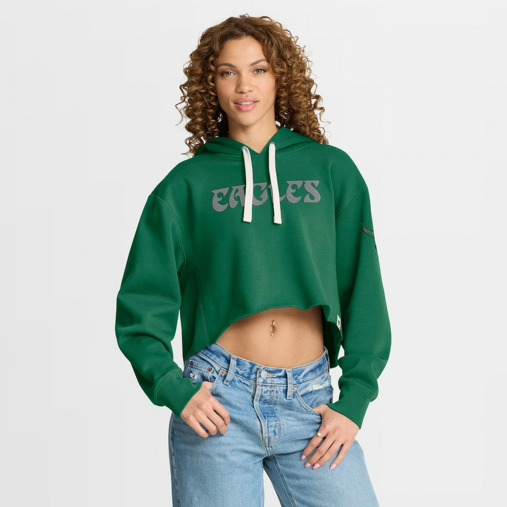 Philadelphia Eagles Women's Oversized Hometown Heritage Cropped Hoodie - Kelly Green Hoodies