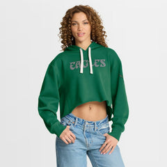 Philadelphia Eagles Women's Oversized Hometown Heritage Cropped Hoodie - Kelly Green Hoodies