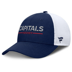 Washington Capitals Fanatics Authentic Pro Rink Lockup Adjustable Trucker Hat - Navy/White | US 202499008