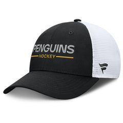 Pittsburgh Penguins Fanatics Authentic Pro Rink Lockup Adjustable Trucker Hat - Black/White | US 202499009