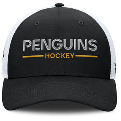 Pittsburgh Penguins Fanatics Authentic Pro Rink Lockup Adjustable Trucker Hat - Black/White | US 202499009