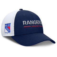 New York Rangers Fanatics Authentic Pro Rink Lockup Adjustable Trucker Hat - Navy/White | US 202499011