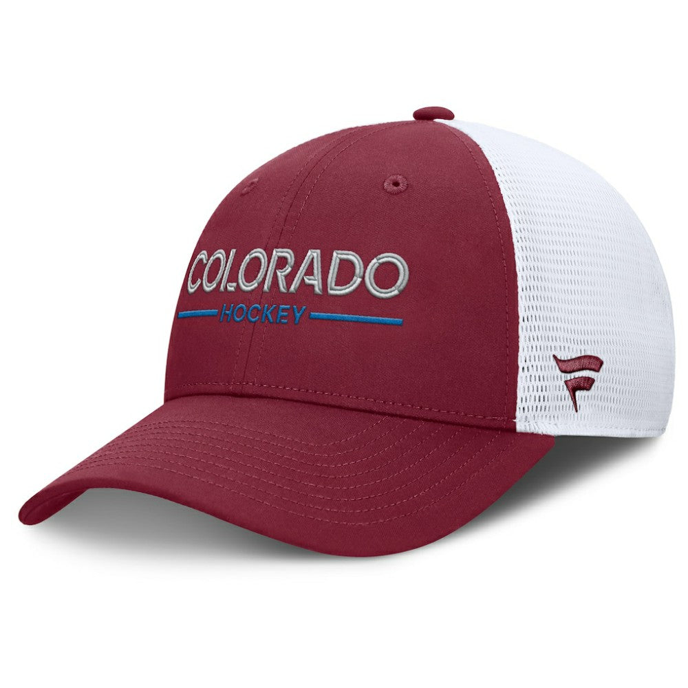 Colorado Avalanche Fanatics Authentic Pro Rink Lockup Adjustable Trucker Hat - Burgundy/White | US 202499019