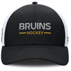 Boston Bruins Fanatics Authentic Pro Rink Lockup Adjustable Trucker Hat - Black/White | US 202499027