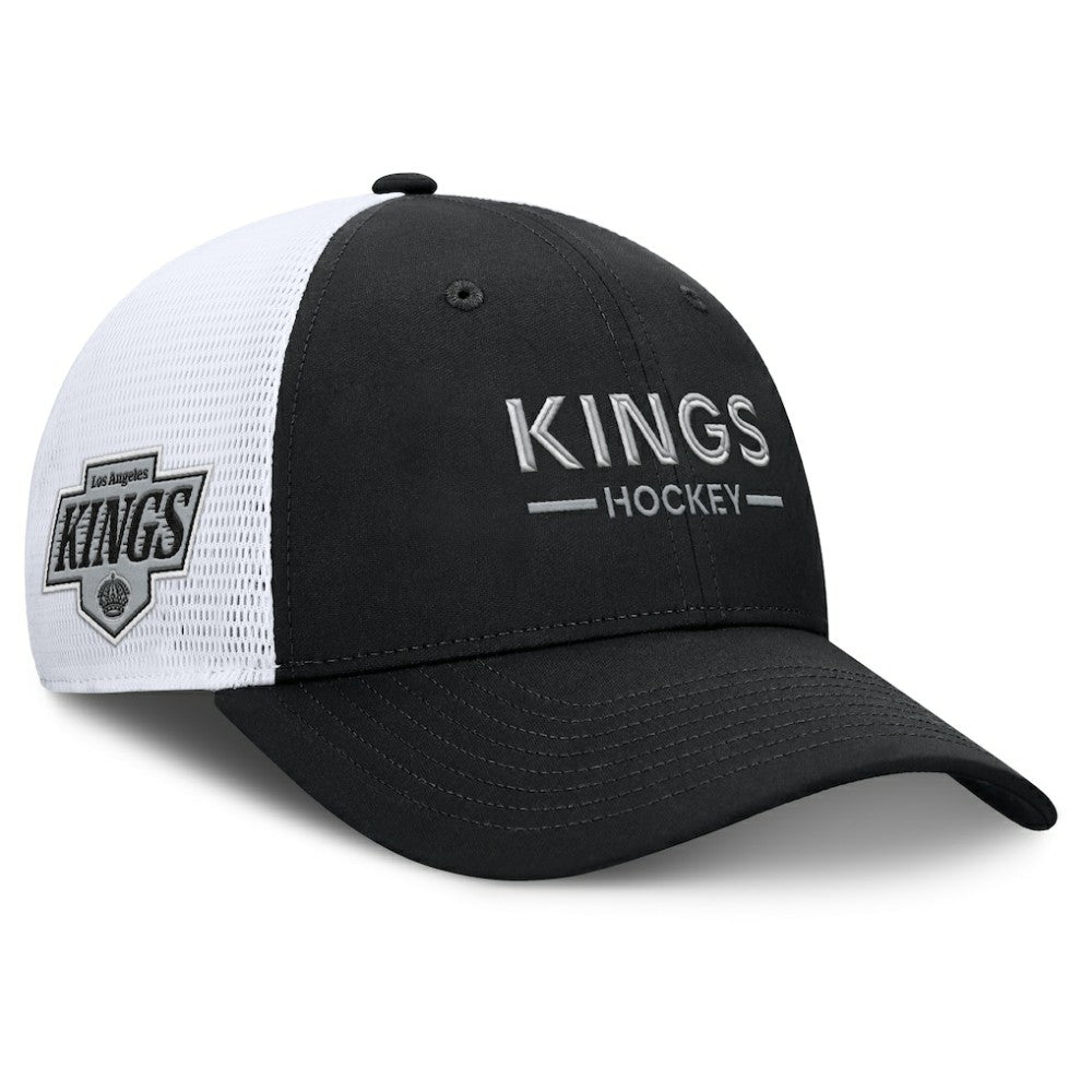 Los Angeles Kings Fanatics Authentic Pro Rink Lockup Adjustable Trucker Hat - Black/White | US 202499030