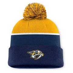 Nashville Predators Fanatics Authentic Pro Rink Cuffed Knit Hat with Pom - Navy | US 202499182