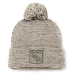 New York Rangers Fanatics Authentic Pro Road Cuffed Knit Hat with Pom - Tan | US 202499214