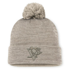 Pittsburgh Penguins Fanatics Authentic Pro Road Cuffed Knit Hat with Pom - Tan | US 202499217