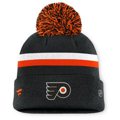 Philadelphia Flyers Fanatics Women's Authentic Pro Rink Cuffed Knit Hat with Pom - Black | US 202499234