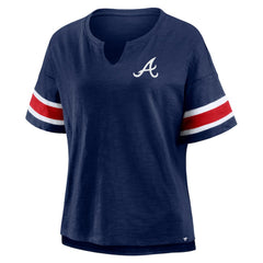 Atlanta Braves Fanatics Women's Curl Route T-Shirt - Navy T-shirts