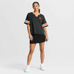 Baltimore Orioles Fanatics Women's Curl Route T-Shirt - Black T-shirts