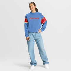 St. Louis Cardinals Fanatics Women's Oversized Toss Sweep Raglan Pullover Sweatshirt - Light Blue Pullover