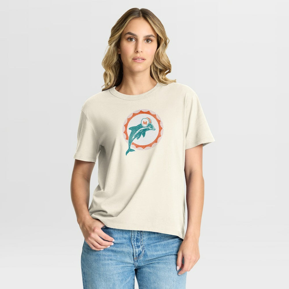 Miami Dolphins Women's Dove Legacy T-Shirt - Cream T-shirts